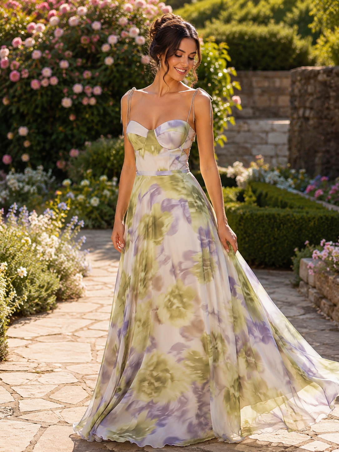 Women's Floral Corset Maxi Dress – Boho Wedding Guest & Occasion Dress – My World of Dresses