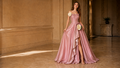 Beautiful powder ping ball gown with 3d Flowers