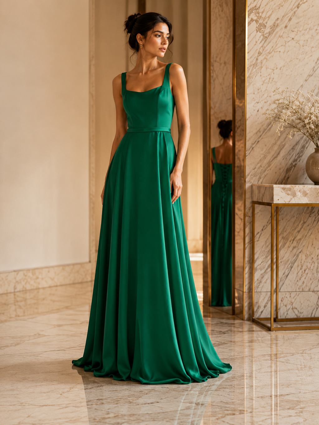 Emerald Green Saten Dress