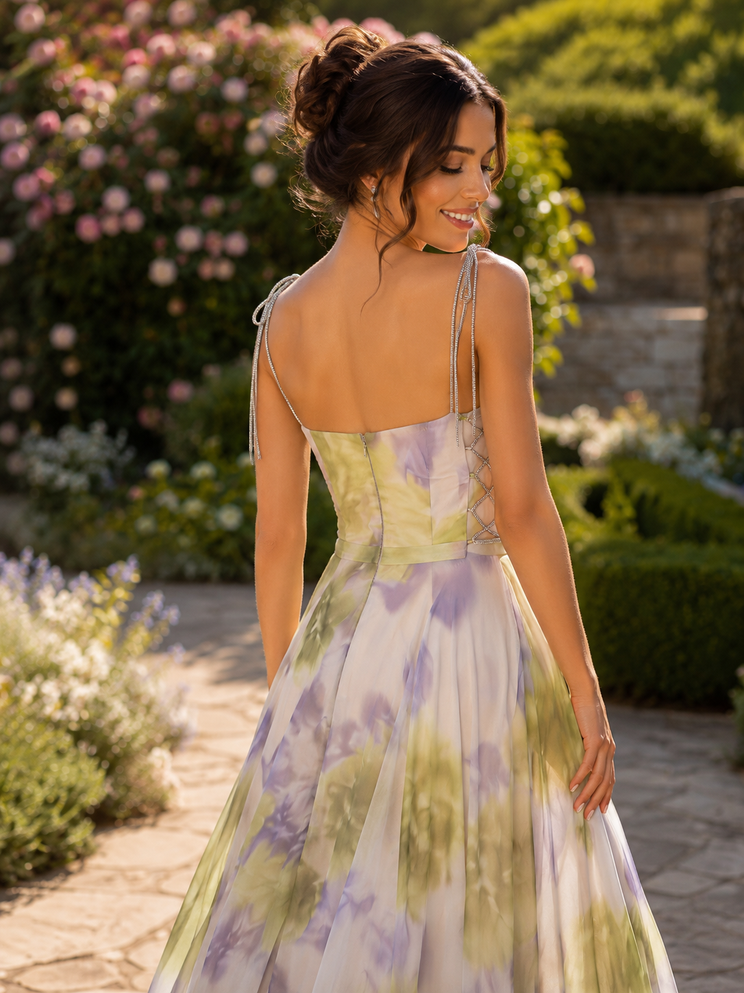 Vestido largo corsé floral | Elegancia etérea de jardín