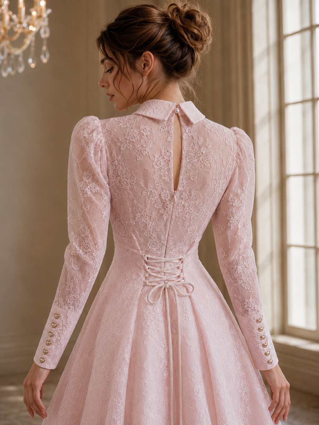 Exquisite Pink Vintage Modest Long Sleeve Aline Luxury Occasion Dress