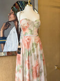 Vestido maxi tipo corsé con estampado floral naranja para mujer: vestido de invitada de boda boho y para ocasiones especiales