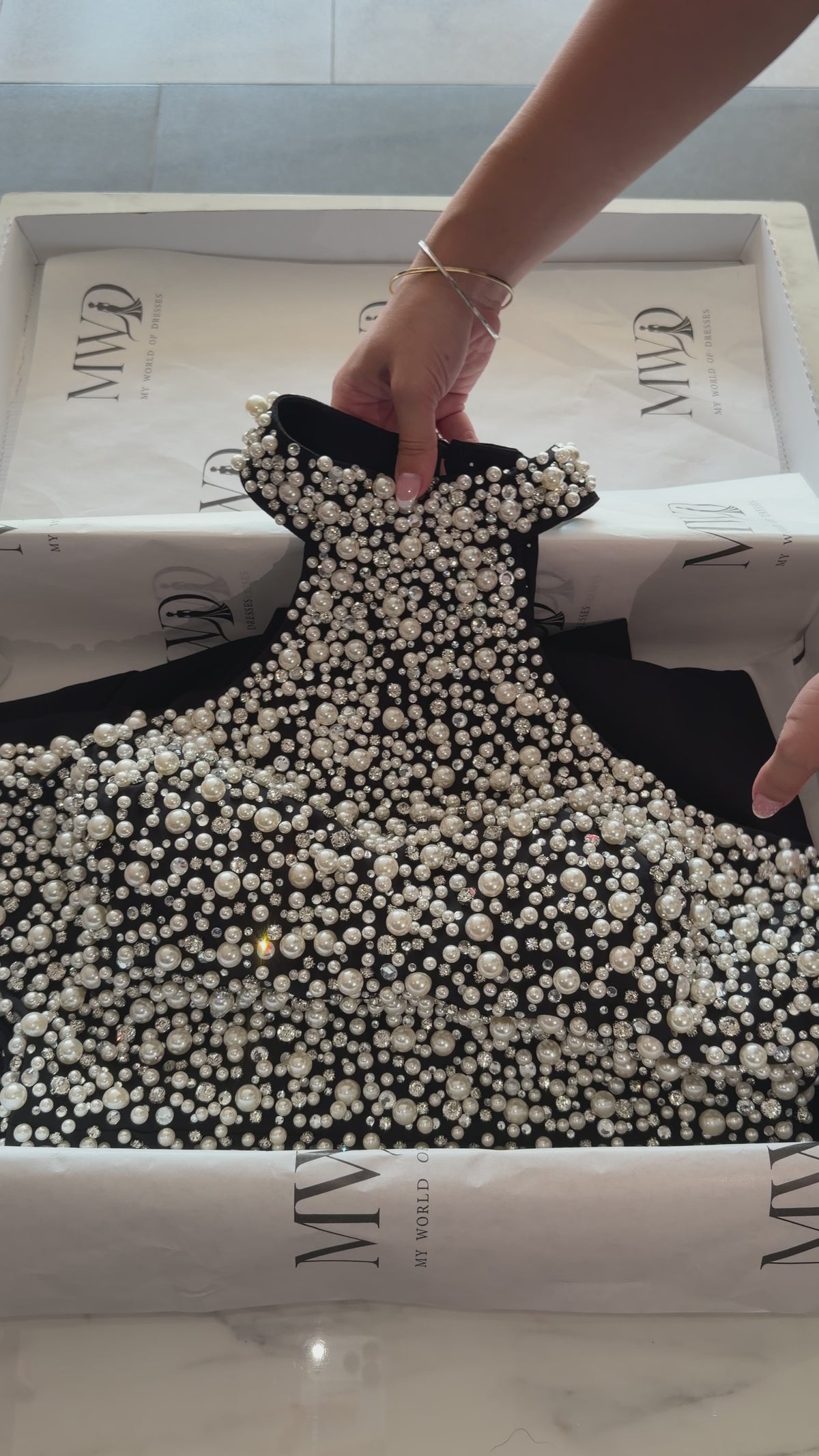 Black Pearl Embellished Halter Evening Dress – Women's Formal Gown
